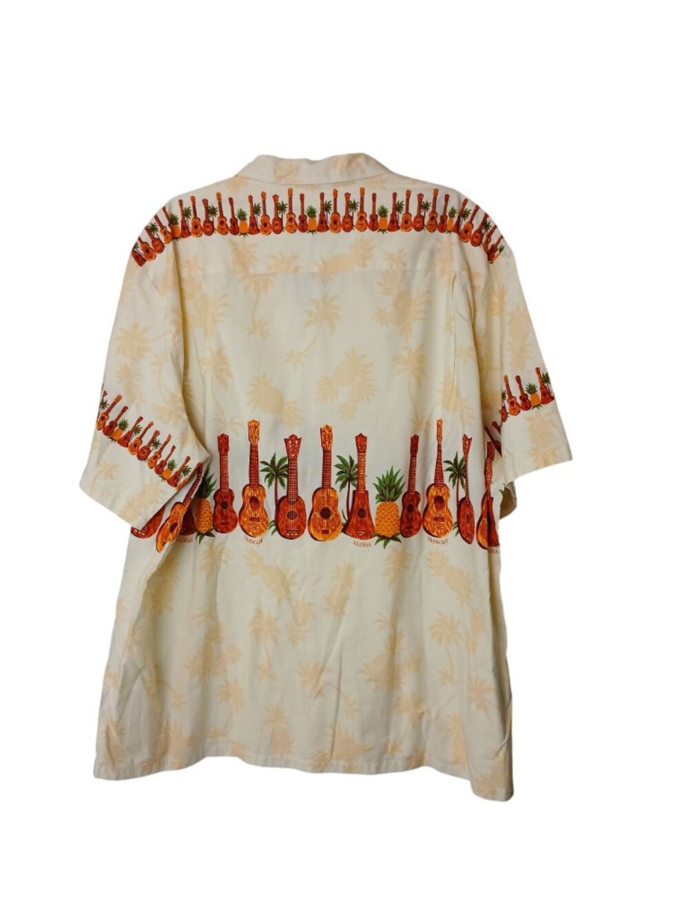 Aloha Moi 3XL Hawaiian Shirt Ukelele & Pineapple Print 100% Cotton Made USA I-10 - Picture 2 of 6